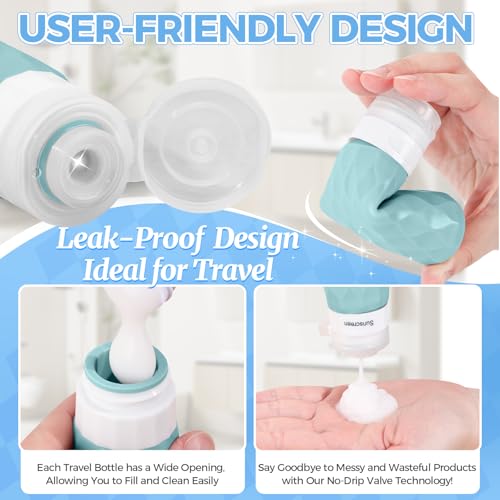 16Pack Travel Bottles for Toiletries, TSA Approved Travel Size Toiletries Containers Set, Silicone Leak Proof Refillable Bottles Elastic Sleeves Creams Jars Accessories Kit W/Clear Bag (Mint Green) - color: Mint Green