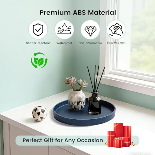 1 Pack 9" Bathroom and Vanity Tray, ABS Bathroom Counter Organizer, Coffee Table Decor for Perfume, Candles, Keys &More. Kitchen Countertop Organizer, Decorative Tray Soap Holder, Blue - color: Blue, size: 9"