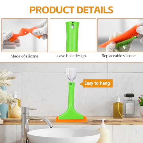 Wuyaoyao 2PCS Silicone Squeegee, Small Squeegee for Car, Automotive Mini Window Squeegees, Shower Squeegees, Water Wiper Cleaning Tool for Car Windshield, Window, Mirror, Glass Door (Green)