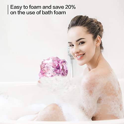 Fishent Shower Sponge Shower Loofah, Body Wash Loofah Sponge Body Scrubber, 3 Pack 60g Large Size Lofas for Shower, Cleaning Loofahs Sponge Body Sponges for All Skin Types - style: 60g-White-Reb-Purple