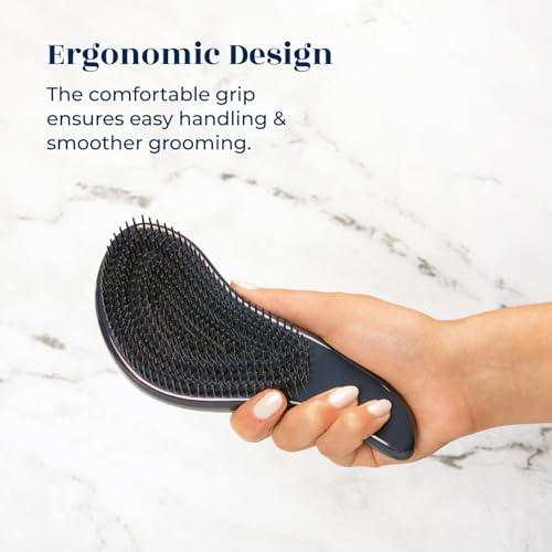 Crave Naturals Glide Thru Hair Brush - Detangler Brush for Curly, Straight, Wet or Dry Hair - Gentle Detangling Brushes for Adults, Kids, Toddlers - Hair Accessories for Women, 7.5"x3" - Blue - color: Blue, size: 1 Pack (Regular)