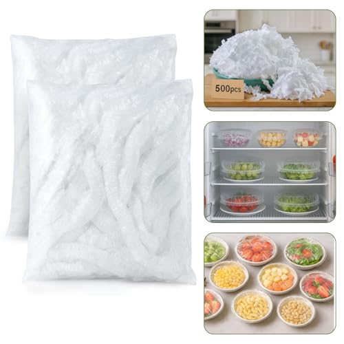 500PCS Bowl Covers for Bread Proofing – QUINGLU Elastic Plastic Food Covers | BPA-Free Reusable Disposable Wraps, Thickened Shower Caps for Bowls, Plates, fruit, Leftovers & Outdoor Picnics - size: Large-500