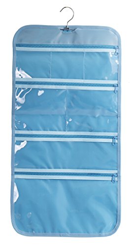 Foldable Clear Hanging Travel Toiletry Bag Cosmetic Organiser Storage - color: Blue