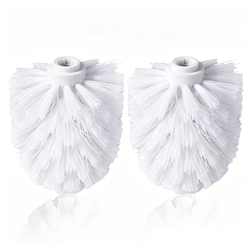 EKDJKK 2PCS Toilet Bowl Brush Replacement Head, Toilet Brush Head Replacement with Durable Stiff Bristles, Cleaning Tool for Home Hotel Bathroom (White) - color: White