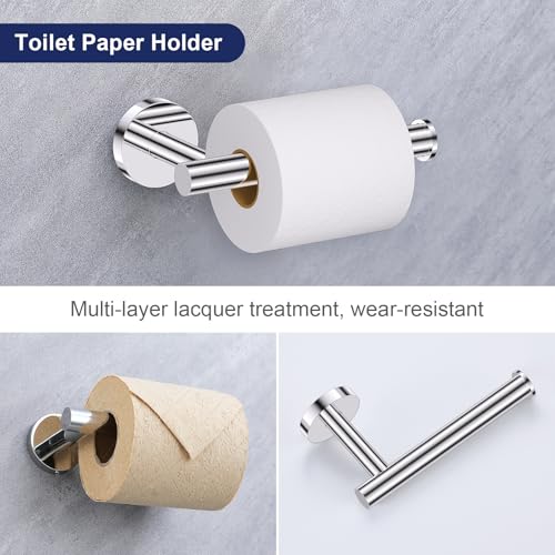 Lairuier 5 Pieces Polished Chrome Bathroom Accessories Set, SUS304 Stainless Steel 24 Inch Bath Towel Bar Set, Round Toilet Paper Holder Set Wall Mounted - color: Polished Chrome, size: 5-Piece Standard Set