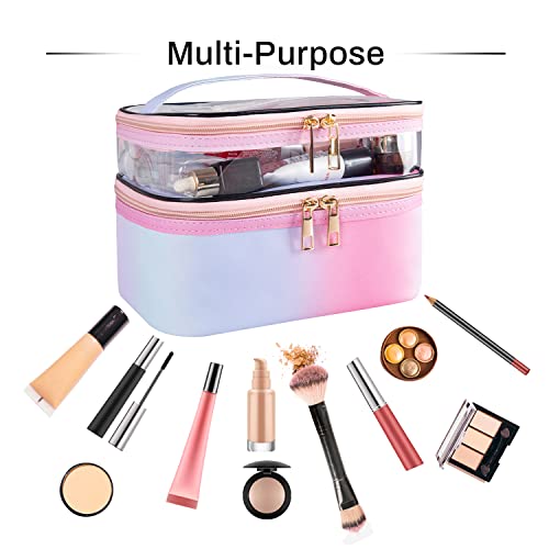 Travel Makeup Bag Cosmetic Bag Makeup Bags for Women Cosmetics Cases Portable Waterproof Foldable (Rainbow Pink) - color: Rainbow Pink