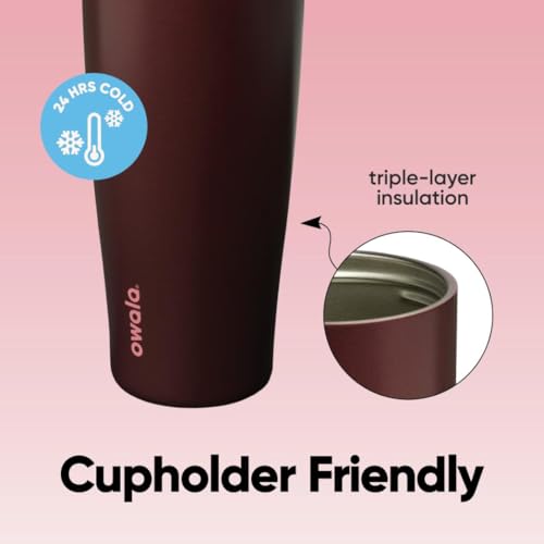 Owala FreeSip Tumbler Insulated Stainless Steel Water Bottle with Built-in Straw and Side Handle, For Travel, Work, School, and Sports, 40oz, BPA Free, Leak Proof, Black Cherry - color: Black Cherry, size: 40 Ounces