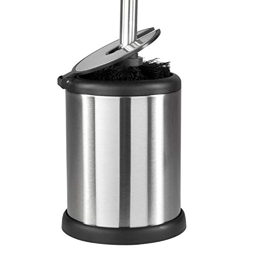 Bath Bliss Toilet Brush and Holder | Self Closing Lid | 360 Degree Brush Head | Bathroom Cleaning | Compact Size | Storage and Organization | Stainless Steel - color: Srainless Steel, size: 1 Pack