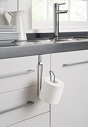 SunnyPoint Over The Tank Toilet Tissue Paper Roll Holder Dispenser and Reserve for Bathroom Storage and Organization - Metal, Hanging, Holds 1 Roll (Chrome) - color: Chrome