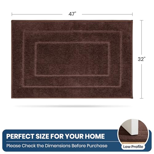 PURRUGS Machine Washable Kitchen Rug 32" x 47", Non-Slip/Skid Kitchen Runner Rugs & Floor Mats, Super Absorbent Soft Standing Mats for Kitchen, Sink & Laundry, Brown - color: Brown, size: 32" X 47"