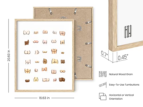 HAUS AND HUES Funny Bathroom Art - Butts Collage Cute Bathroom Decor, Sign, Wall Art (Beige Frame, 16x20) - color: Butts, size: 16"L x 20"W, style: Beige Framed