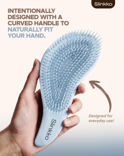 Detangler Brush, Curly Hair Brush for Women, Men & Kids - Wet & Dry Detangling Hair Brush for Curly, Thick, Fine & Wavy Hair - Anti-Breakage Wave Brush, Pain-Free Hairbrush, Mist Blue - color: Mist Blue