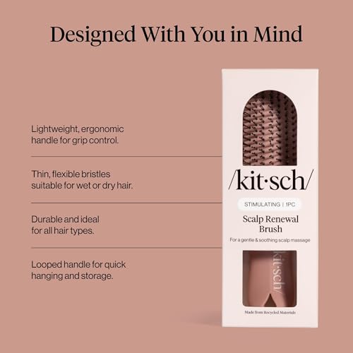Kitsch Scalp Renewal Brush - Exfoliating & Scalp Massager for Hair Growth, Gentle Head Massage Brush to Remove Buildup, Boost Circulation & Relaxing Head Scrubber for Washing Hair - Terracotta - color: Terracotta