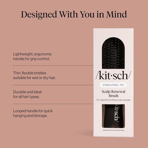Kitsch Scalp Renewal Brush - Exfoliating & Scalp Massager for Hair Growth, Gentle Head Massage Brush to Remove Buildup, Boost Circulation & Relaxing Head Scrubber for Washing Hair - Black - color: Black