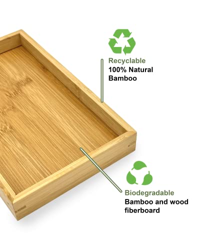 Natural Bamboo Serving Tray Platter 17.75 x 11.8 Rectangular, Bamboo - color: Bamboo, size: 17.8" x 11.8" x 1.2"