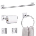 5 Pieces Bathroom Hardware Set Polished Chrome Towel Bar Set Includes 23.6” Towel Bar, Towel Ring Holder, Toilet Paper Holder and Two Towel Hooks, Bathroom Accessories Set SUS304 Wall Mounted - color: Polished Chrome, size: 5 Pieces - Standard