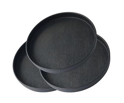 3 Trays Round Black Tray (8 Inch), Bathroom & Kitchen Hard Tray | Versatile Vanity, Coffee Table, Serving Tray | Farmhouse & Modern Countertop Organizer - color: Black-3 Tray, size: 8"
