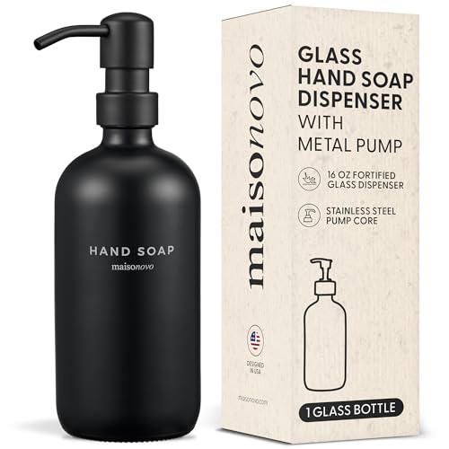 MaisoNovo Soap Dispenser 1-Piece Set | 16.9oz Black Bottles with Black Plastic Pumps - color: Black/Black
