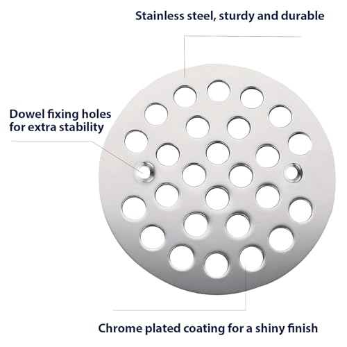 4-1/4” Round Shower Drain Cover,Screw-in Shower Drain Strainer,Easy-to-Install Replacement Cover - color: Chrome, size: 4-1/4 inch