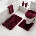 RUN HELIX Shaggy Bathroom Rugs Sets 3Piece Bath Mat for Bathrom Non-Slip Bathrom Mats Water Absorbent Bath Rug Floor Mats Soft Washable Shower Rug with U-Shaped Contour Rug Toilet Lid Cover Burgundy - color: Burgundy