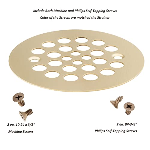 Artiwell 4-1/4“ Shower Strainer Drain Trim Set, Screw-in Shower Strainer Drain Cover, Plastic-Oddities Style Replacement Strainer Grid, Machine & Self-Tapping Screws Included (Champagne Bronze) - color: Champagne Bronze