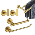 JQK Bathroom Hardware Set, 5-Piece Bath Accessories Set Brass Gold Wall Mount Includes 24 in Towel Bar, 9 in HT Bar, TP Holder, Towel Hook x 2 Brushed Gold, BAS105-BG - color: Gold