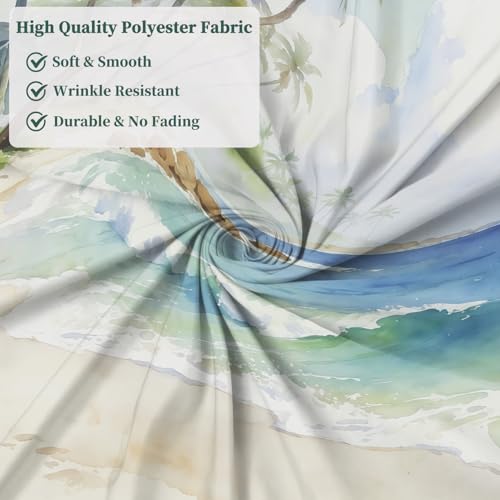 Fabric Shower Curtain with Hooks, Waterproof & Washable Polyester, Blue Coastal Beach Tropical Ocean Theme Shower Curtains for Bathroom, Nautical Palm Tree Beachy Bathroom Curtain, 71x74 Inch - color: Coastal Vacation