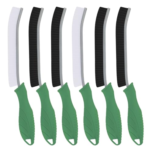 TQRR Hard Bristle Crevice Cleaning Brush-Thin Gap Scrub Brush, Small Cleaning Brush, Grout Brush, Kitchen Brush, Cleaning Tools for Toilet, Bathroom, Sink, Home, Household, Window (6, Green) - color: Green