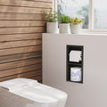 Neodrain Black Toilet Paper Holder, Contemporary Hotel Style Pivoting in Wall Tissue Holder, Stainless Steel Recessed Tissue Paper Roll Holder, Dual roll(Matte Black) - color: Matte Black, size: 6X12In