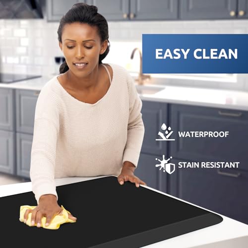 KitchenClouds Kitchen Mat Cushioned Anti Fatigue Rug 20"x39" Water Resistant, Non Slip, Standing and Comfort Desk/Floor Mats for House Sink Office (Black,0.8inch) - color: Black, size: 39"L x 20"W x 0.8"Th