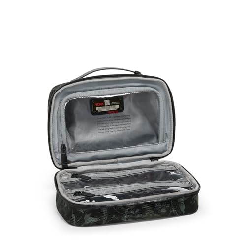 TUMI - Alpha Split Travel Kit - Compact Toiletry Bag for Men & Women - Features Removable Leather Handle & Clear Windows - Forest Camo - color: FOREST CAMO