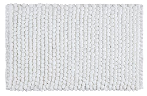 Cotton Polyester Popcorn Bath Rug 17"x24" White – 100% Cotton Bath Mat, Anti Skid, Soft & Absorbent Bathroom Rug for Shower, Tub & Entryway - color: Snow White, size: 1'5" x 2' (Rectangular)