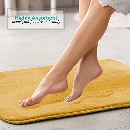Clara Clark Bathroom Rug Set, 3 Piece Velvet Memory Foam Bath Mats with Non-Slip PVC Backing, Gold - color: Camel Gold, style: 17 x 24 + 20 x 32 + Contour
