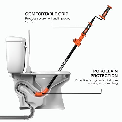 Klein Tools 53018 6-Foot Steel Toilet Auger, Extendable Toilet Snake Drain Clog Remover, Hybrid Manual Drill Operation, Plumbing Snake for Drains - color: 6-Foot