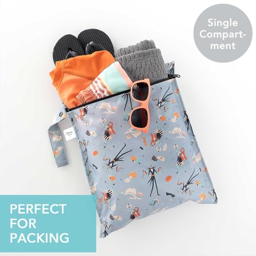 Bumkins Disney Waterproof Wet Bag for Baby, Travel, Swim Suit, Cloth Diapers, Pump Parts, Pool, Beach, Gym Clothes, Toiletry, Hook to Stroller, Daycare, Zip Reusable Wetdry, Nightmare Before Christmas - color: C4 Nightmare Before Christmas, style: Wet Bag