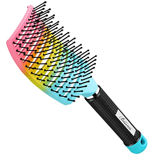 Curved Vented Paddle Brush - Faster Blow Drying, Detangling for Women & Men, Professional Styling for Wet, Curly, Thick or Straight Hair (colourful) | Professional Styling Detangling for Wet, Curly, Thick, Straight Hair, Remove Knots & Reduces Breakage -