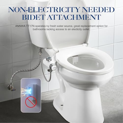 Non-Electric Bidet Attachment for Toilet Seat, Daul Clean Nozzles 3 Modes Adjustable Water Pressure Bidet Toilet Seat Attachment with Pressure Controls Feminine/Posterior Wash (TT17N)