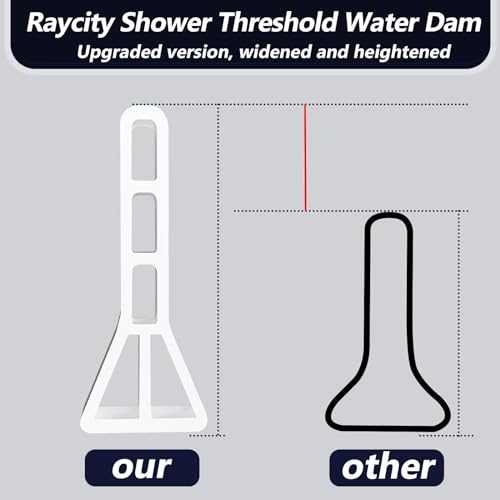 Raycity 3" High Shower Threshold Water Dam 59 IN Collapsible Shower Water Splash Guard for Curbless Shower Threshold Barrier Water Stopper for Wet and Dry Separation Bathroom and Kitchen (White) - color: White, style: 59 inch