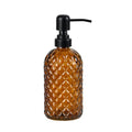 12Oz Glass Soap Dispenser with 304 Black Rustproof Stainless-Steel Pump, Refillable Glass Soap Dispenser for Kitchen, Bathroom, Farmhouse (Amber) - color: Amber