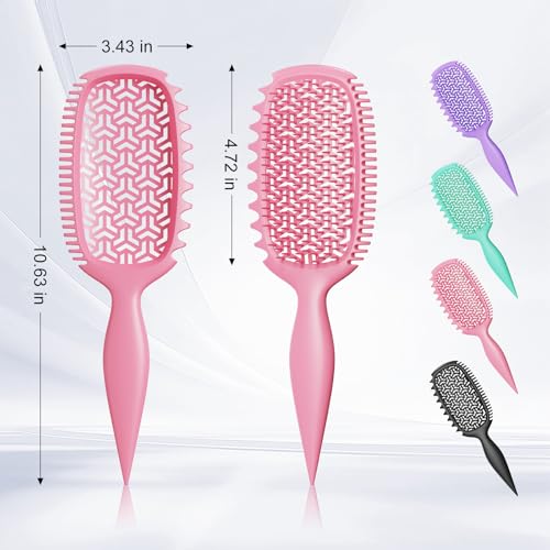 Curl Defining Brush for Thick Coily Hair, Firm-Bristle TPEE Detangling Brush for Coarse 4A–4C Curls, Dual-Sided Wide & Narrow Tooth Brush for Wet & Dry Curl Shaping– Women & Men (2054-Pastel Pink) - color: 2054-Pastel Pink