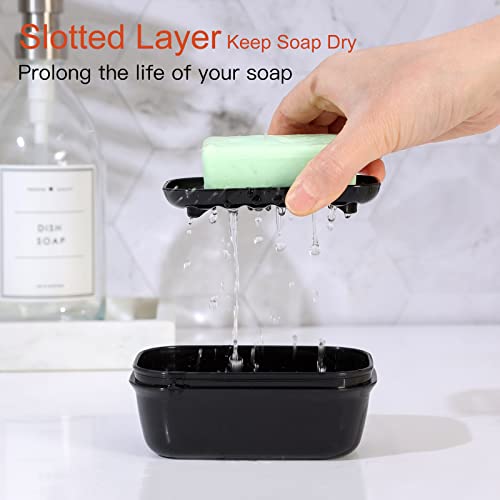 Quatish 2 Pack Travel Soap Container, Portable Soap Holder with Lid, Bar Soap Holder, Soap Case for Camping Gym Travel, Soap Box for Bathroom, Black - color: Black