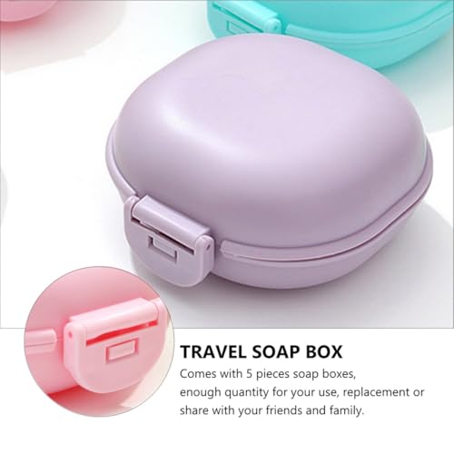 minkissy Travel Soap Holder Box with Lid 5pcs Set Portable Plastic Travel Soap Container Case for Camping Gym Bathroom Random Color
