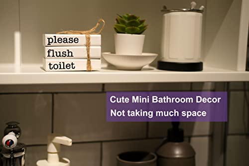 Farmhouse Mini Bathroom Sign Decor Funny Wooden Book Stack for Bathroom Tray Decor Bathroom Shelf Sitter 2 Signs in 1 Reversible Mini Book Set of 3 for Restroom Wooden Rustic Sign - color: please seat yourself
