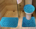 All American Collection 3PC Memory Foam Bath Mats Soft Plush Crown Design Anti-Slip Shower Bathroom Contour Toilet Lid Cover Rugs (Turquoise) - color: Turquoise