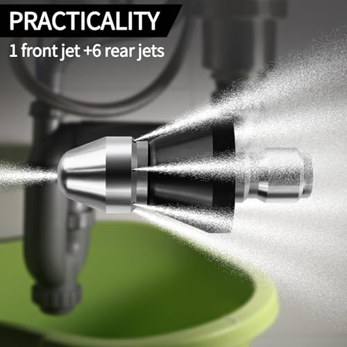 Sewer Jetter Nozzle,Stainless Steel,Drain Augers, Sewer Pipe Dredging and Cleaning Tools for Pipe Unclogging - Drain Clog Remover | Hair Clog Remover | Toilet Clog Remover （Type B） - style: B