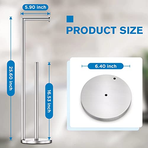 Toilet Paper Holder Stand, Toilet Paper Stand Brushed Nickel, Free Standing Toilet Paper Holder, Toilet Paper Storage by Bathth - color: Brushed Nickel