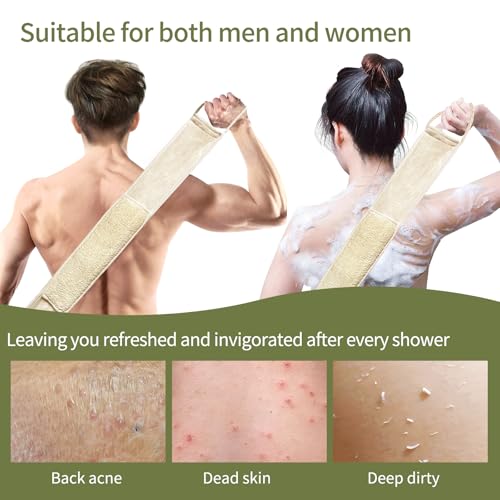 Natural Loofah Back Scrubber for Shower(1Pack),Luffa Sponge Exfoliating Bath Strap Made from Organic Loofa for Men and Women - color: Back Scrubber