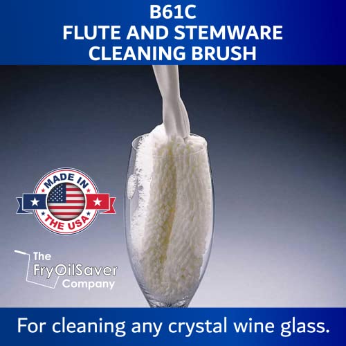 Set of 2 Crystal Stemware & Goblet Glass Cleaning Brush Kit - Non-Scratch Foam Wine Glass Brushes for Washing Glasses, Decanter, Mug, Stemware - for Home, Restaurant, Bar, Hotel - by FryOilSaver Co. - size: Set of 2