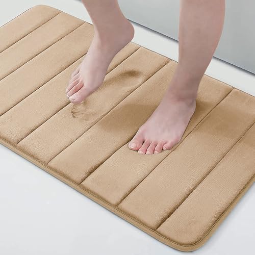 Buganda Memory Foam Bath Mat, 34" x 20", Ultra Soft Bathroom Rugs, Water Absorbent and Machine Washable Bath Rug for Bathroom, Shower, and Tub, Camel - color: Camel, size: 34" X 20"