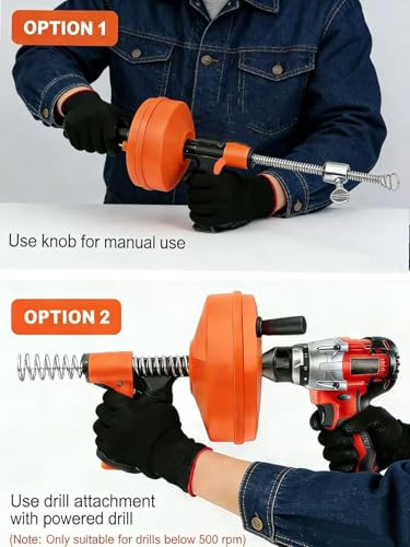 50 FT Double Mode Drain Snake Tools, 14-in-1 Drain Auger for Sink and Drain Unblocking, Plumbing Snake for Kitchen, Bathrom and Shower Sink, Snake for Real DYIs 2026 Upgraded